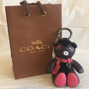 Coach Leather Bear Keychain NWT